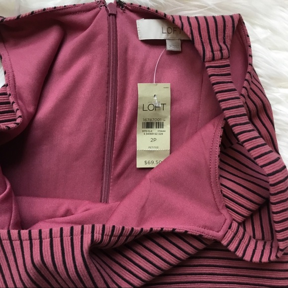 LOFT Striped Ribbed BodyCon Dress NWT - Picture 3 of 3